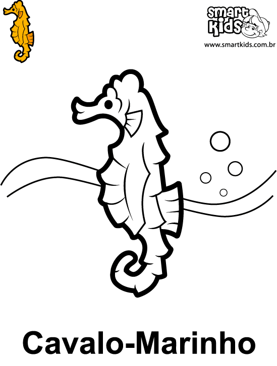 Desenho de cavalo marinho para colorir